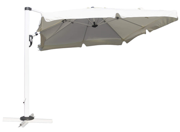 sconto Parasol de jardin décentralisé 3x3m en aluminium et polyester blanc