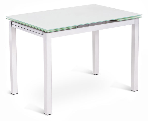 acquista Table Extensible 130/200x80x75 cm en Métal avec Plateau en Verre Blanc