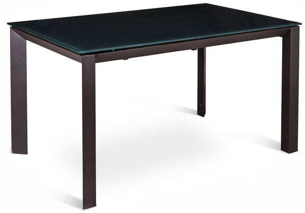 sconto Table Extensible 140/220x90x75 cm en Métal avec Plateau en Verre Gris