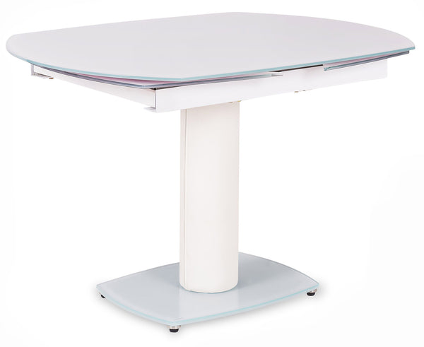 online Table Extensible 120/180x90x76 cm en Simili Cuir avec Plateau en Verre Blanc