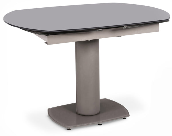 Table Extensible 120/180x90x76 cm en Simili Cuir avec Plateau en Verre Gris sconto