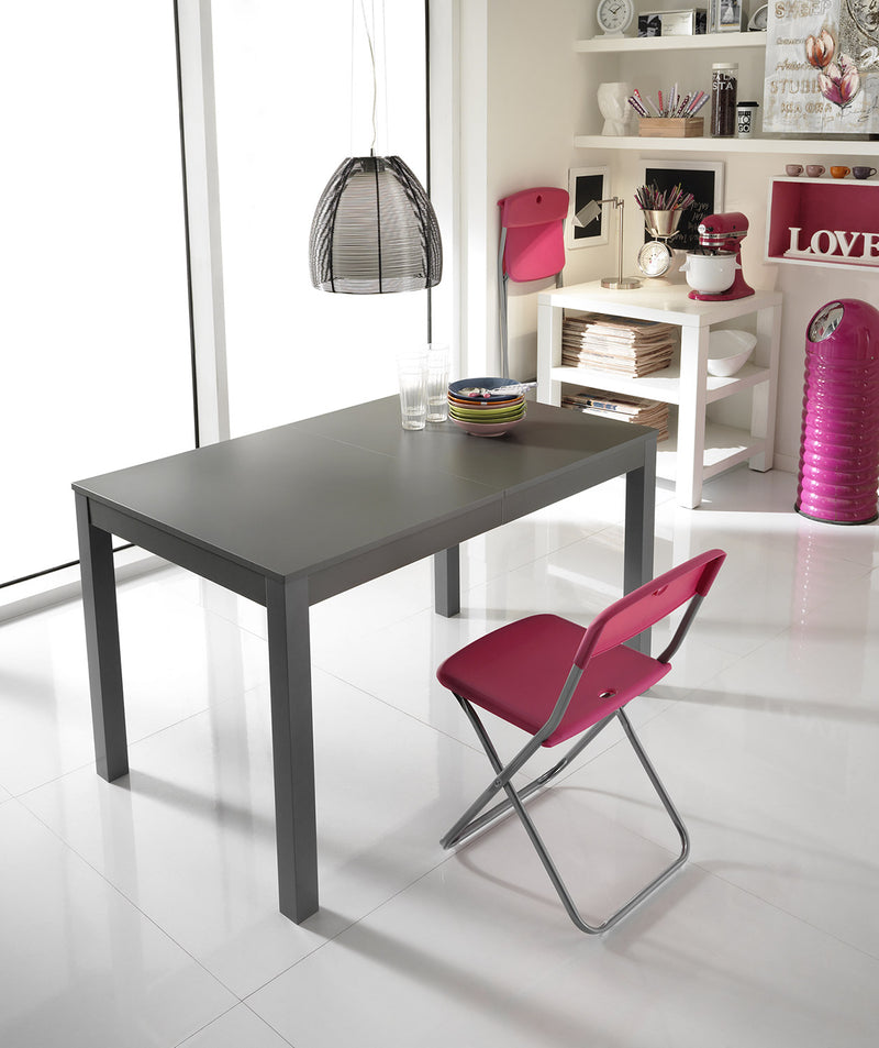 Tavolo Allungabile 130/210x80x76 cm in Legno Top in Melaminico Grigio Scuro-5