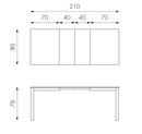 Tavolo Allungabile 130/210x80x76 cm in Legno Top in Melaminico Grigio Scuro-7