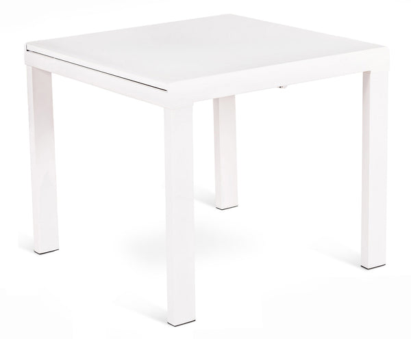 acquista Table Extensible 90/163,5x90x76 cm en Métal avec Plateau en Verre Blanc