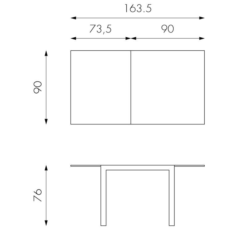 Tavolo Allungabile 90/163,5x90x76 cm in Metallo con Top in Vetro Bianco-4