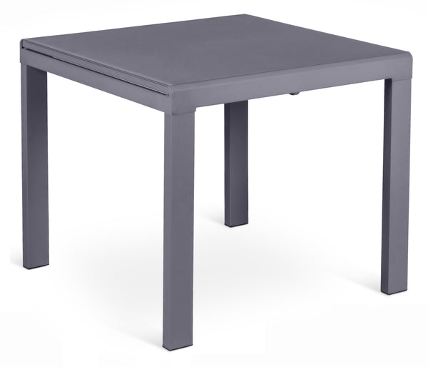 prezzo Table Extensible 90/163,5x90x76 cm en Métal avec Plateau en Verre Gris