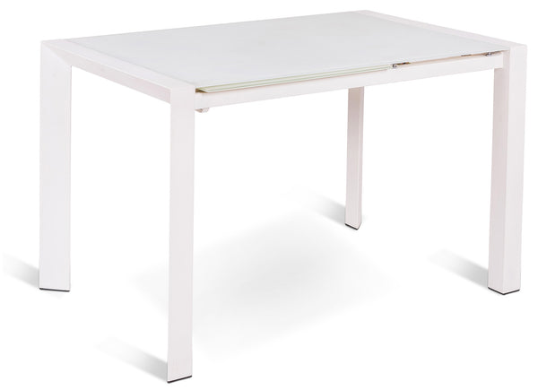 Table Extensible 122/182x80x76 cm en Métal avec Plateau en Verre Blanc online