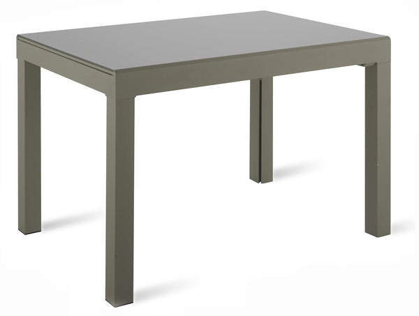 sconto Table Extensible 120/350x83x75 cm en Métal avec Plateau en Verre Gris