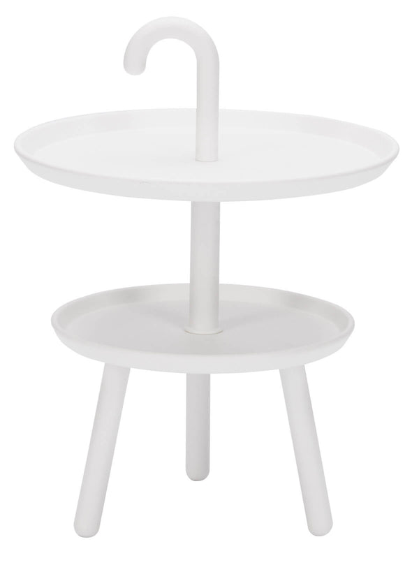 prezzo Table Basse de Jardin Ø41x55 cm 2 Plateaux en Polypropylène Blanc