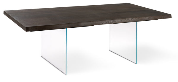 Table Fixe 160x90x76 cm Pieds en Verre avec Plateau en Chêne Thermo-traité acquista