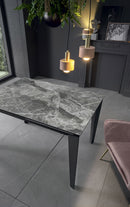 Tavolo Allungabile 120/170x80x76 cm in Metallo con Top Ceramica su Vetro Marmo Grigio-2