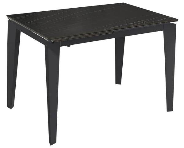 prezzo Table Extensible 120/170x80x76 cm en Métal avec Plateau en Céramique sur Verre Marbre Noir