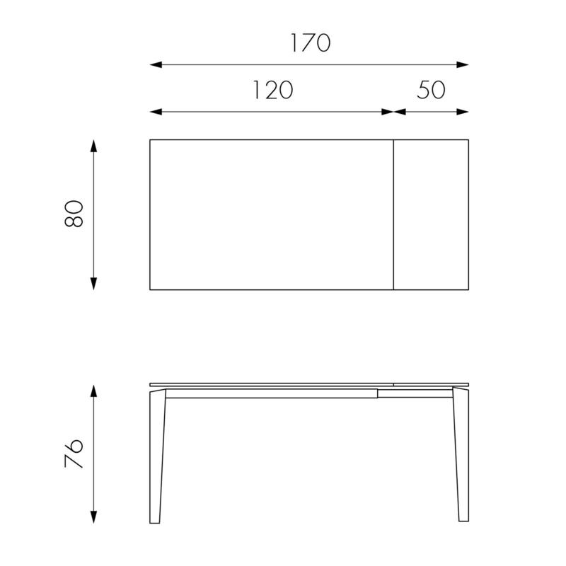 Tavolo Allungabile 120/170x80x76 cm in Metallo con Top Ceramica su Vetro Marmo Nero-4