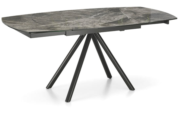 Table Extensible 120/180x90x76 cm en Métal avec Plateau en Céramique sur Verre Marbre Gris prezzo