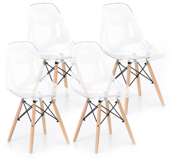 Lot de 4 Chaises 46x47x82 cm en Bois et Polycarbonate Transparent acquista