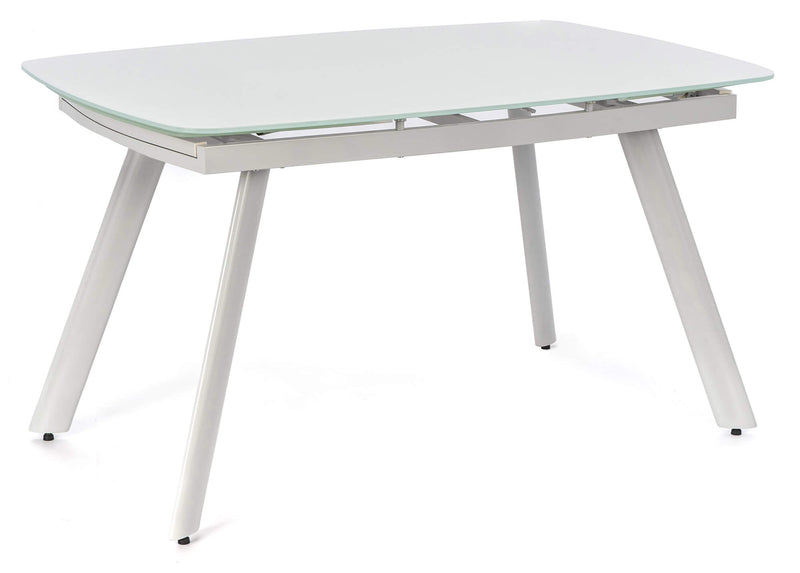 Tavolo Allungabile 140/175/210x90x76 cm in Metallo con Top in Vetro Bianco-1