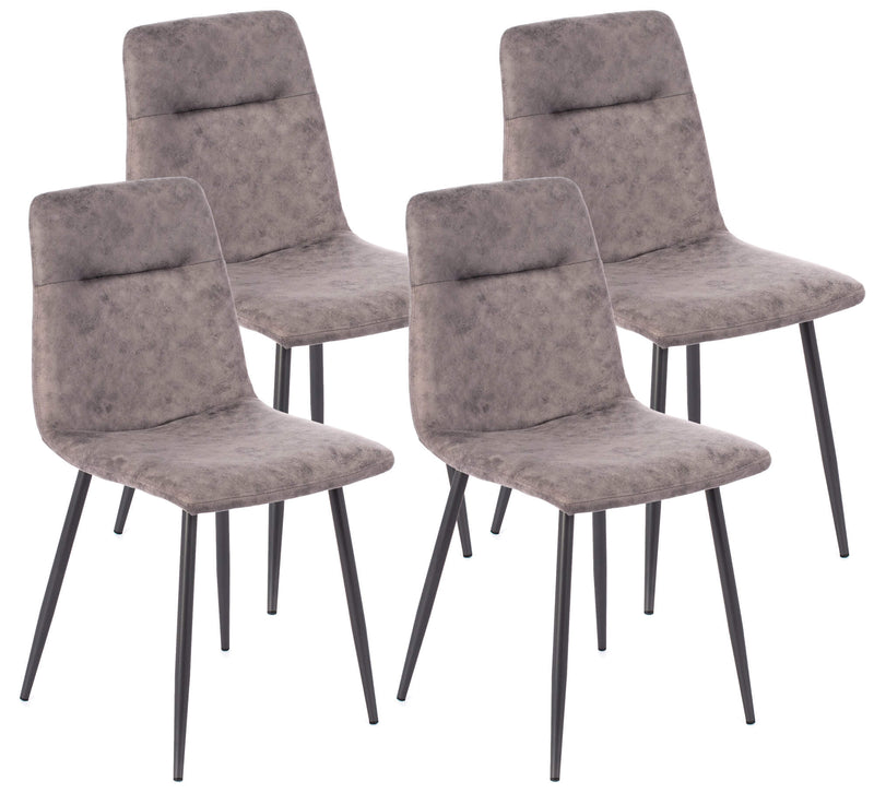 Set 4 Sedie Imbottite 49x48,5x88 cm in Similpelle Grigio Vintage-1