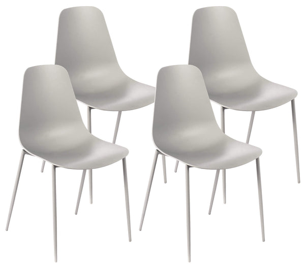 acquista Lot de 4 Chaises 49x48,5x88 cm en Polypropylène Gris Clair