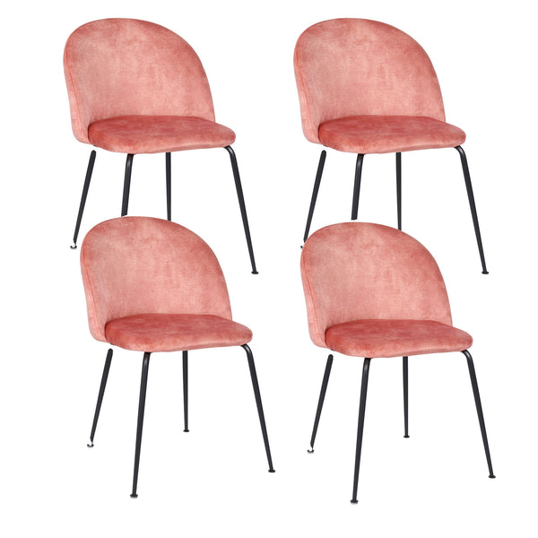 Lot de 4 Chaises Rembourrées 45x55x79 cm en Velours Rose Clair sconto