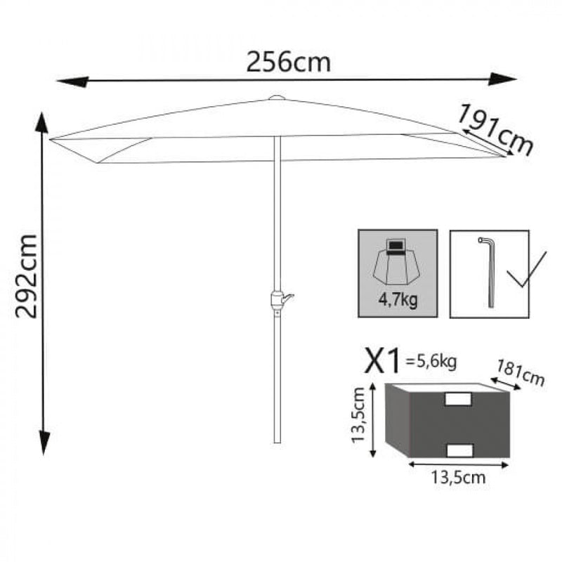 Ombrellone da Giardino Poly Eco 2x3 m in Acciaio Antracite-5