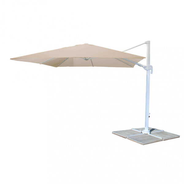 sconto Parasol de jardin décentralisé Saturno 3x4m en aluminium vert avec serviette gris tourterelle