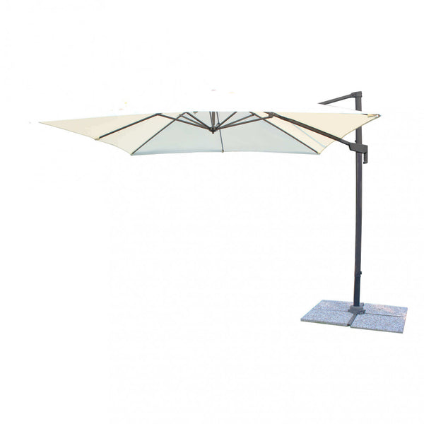 Parasol de Jardin Décentralisé Newton 2x3m en Toile Ecru Aluminium Noir sconto