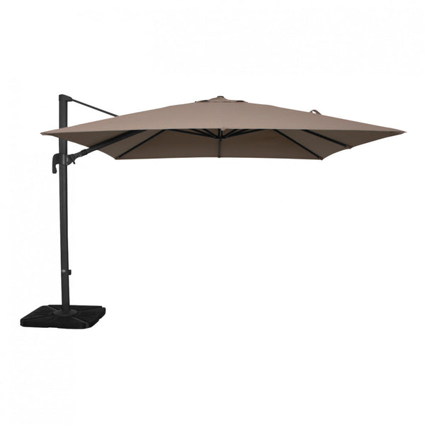 sconto Nettuno Lux Parasol de jardin décentralisé 3x4m en aluminium noir avec serviette gris tourterelle