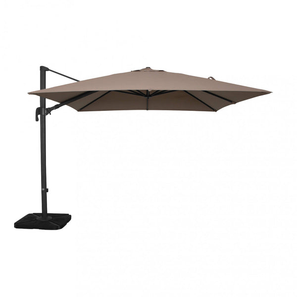 sconto Nettuno Lux Parasol de jardin décentralisé 3x3m en aluminium noir avec serviette gris tourterelle