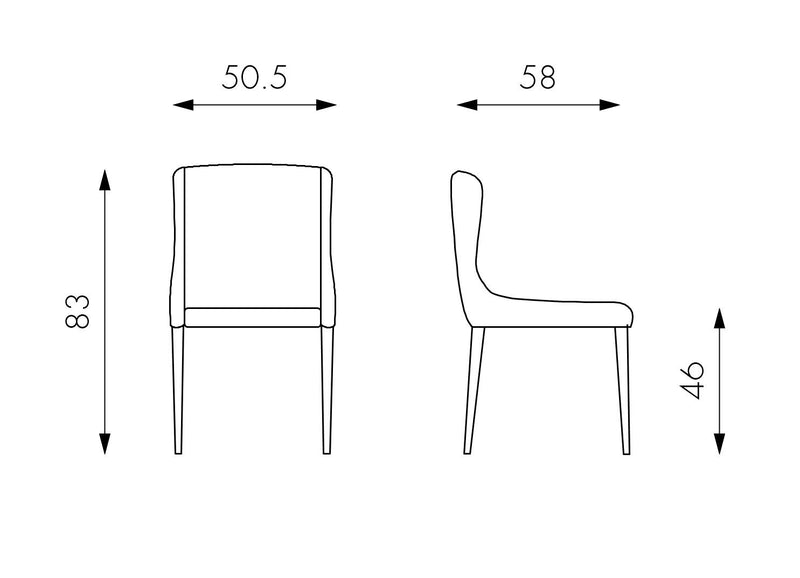 Sedia 58x50,5xH83 cm in Microfibra Afrodite Avio-2