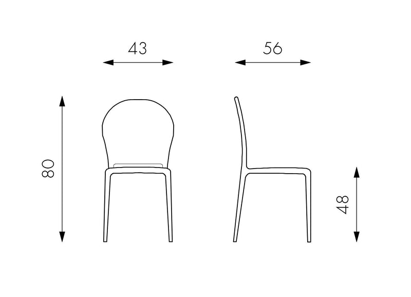 Set 4 Sedie 48x56xH80 cm in Polipropilene Spot Senape-5