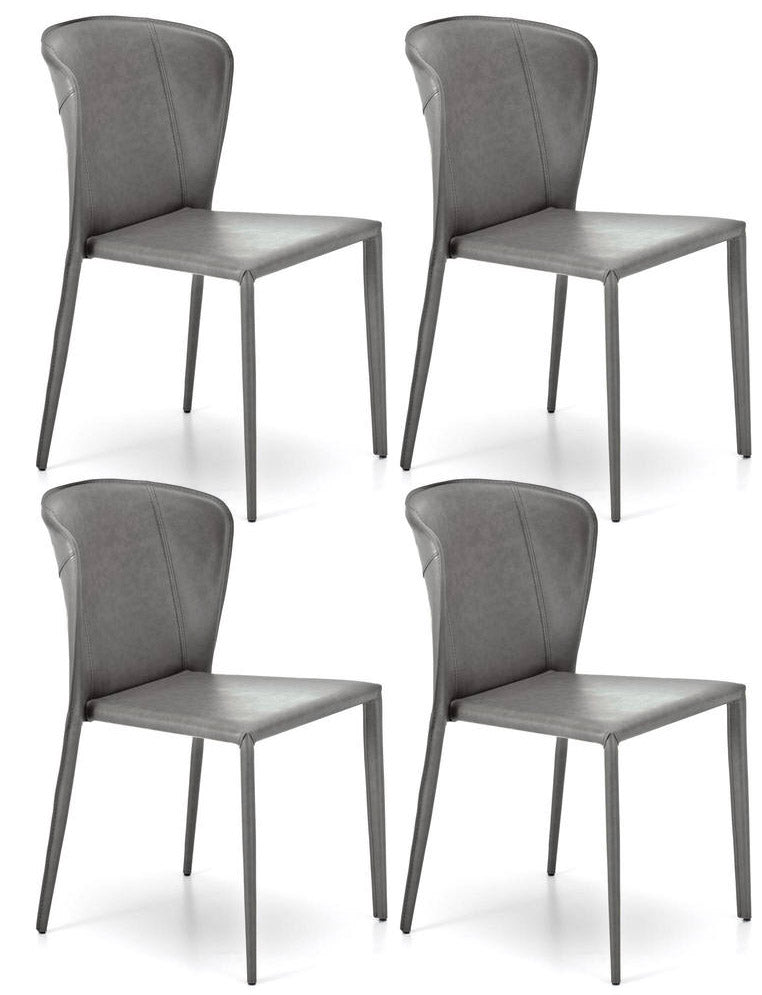 Set 4 Sedie 49x56xH82 cm in Similcuoio Break Grigio Chiaro-1