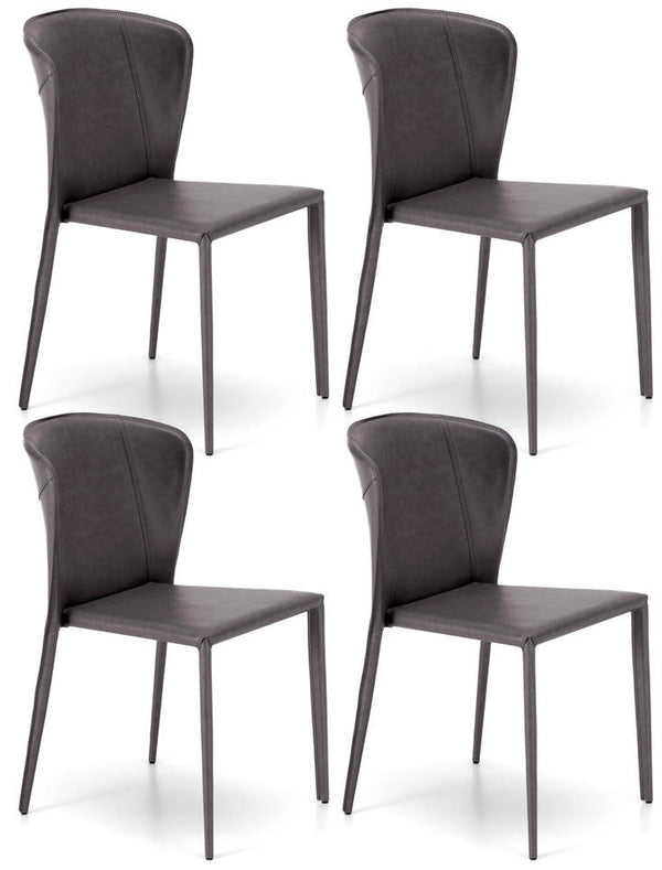 Set 4 Sedie 49x56xH82 cm in Similcuoio Break Grigio Scuro online