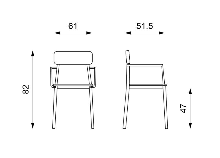 Set 4 Sedie 61x51,5xH82 cm in Legno e Metallo Woody capotavola Nero-9