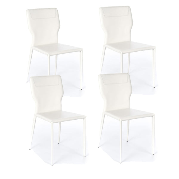 acquista Set 4 Sedie 56x44xH86,5 cm in Similcuoio e Metallo Kim Bianco