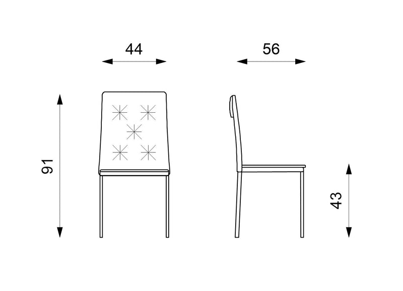 Set 4 Sedie 56x44xH91 cm in Tessuto e Metallo Wanda Grigio scuro-5