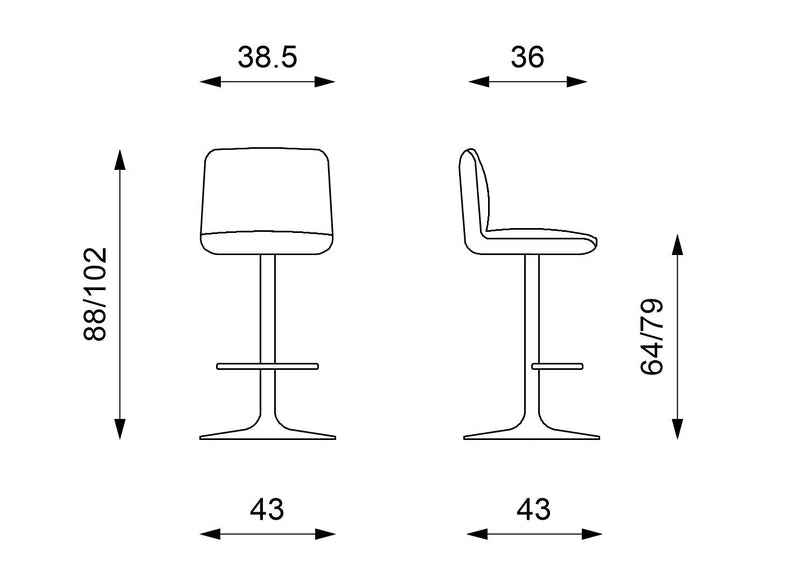 Set 2 Sgabelli 38,5x36x88/102 cm in Tessuto Jimmy Grigio Chiaro-4