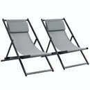 Set 2 Sedie Sdraio 96,5x58x91,5 cm in Alluminio Grigio-1