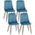 Lot de 4 chaises rembourrées 47x55x86 cm en polyester et acier bleu