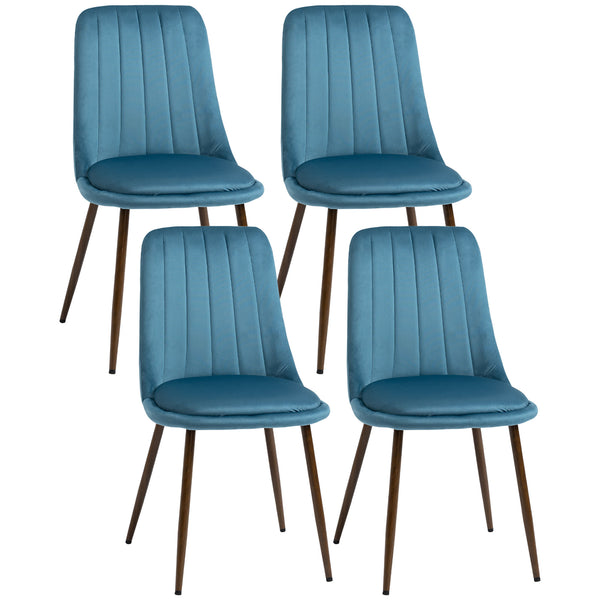 sconto Lot de 4 chaises rembourrées 47x55x86 cm en polyester et acier bleu