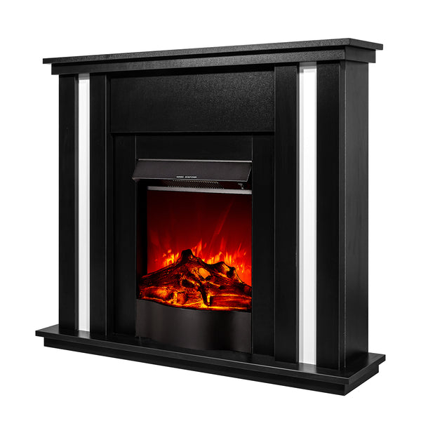 prezzo Camino Elettrico da Pavimento 95x110x27 cm Effetto Fiamma 1600W Gustavo & Corsica Nero/bianco