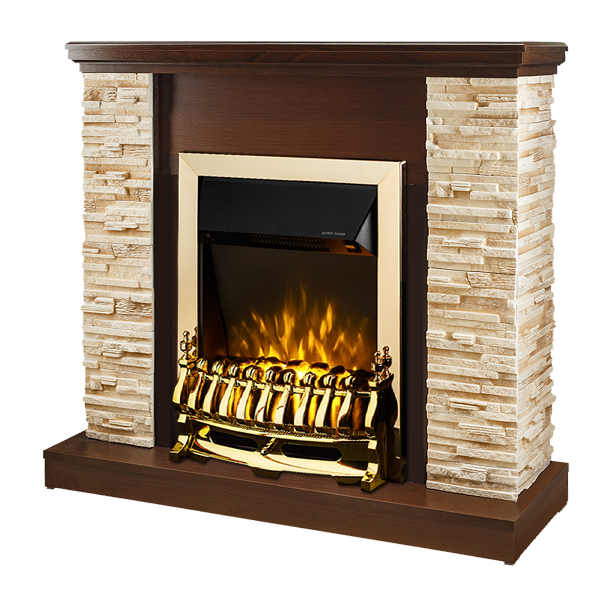 Camino Elettrico da Pavimento 90,3x98x30 cm Effetto Fiamma 2000W Rock & Galileo Gold-1