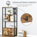 Libreria 3 Ripiani 2 Cassetti 1 Anta 58x24x122 cm in Truciolato e Metallo Nero e Legno-6