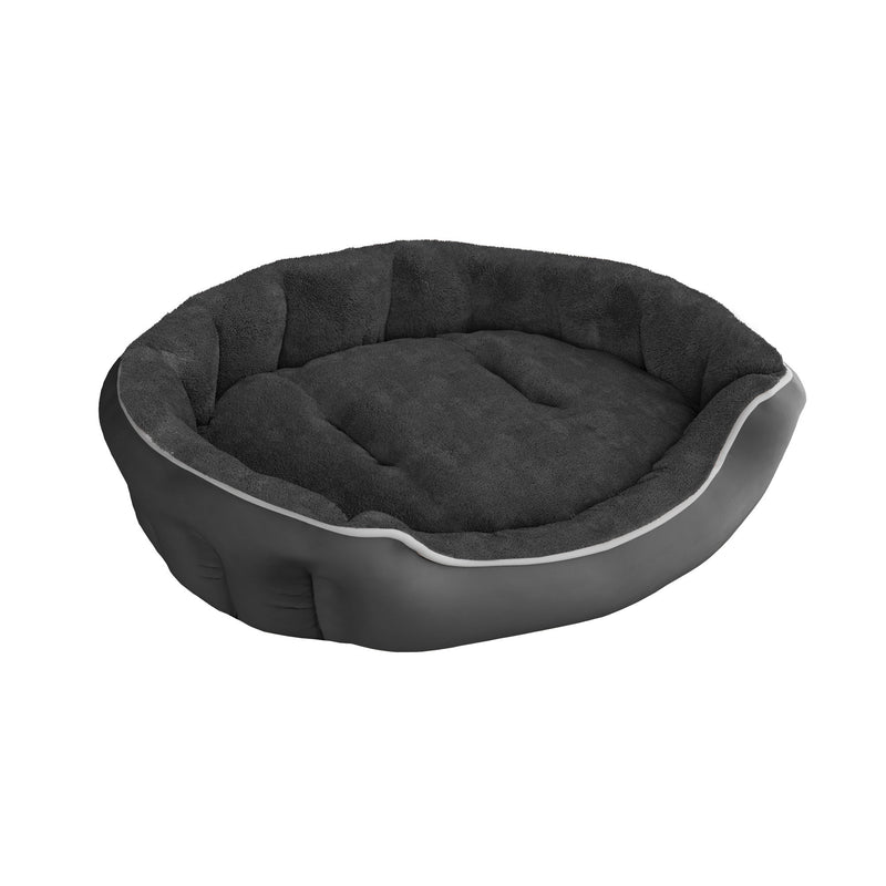 Cuccia Imbottita per Cani e Gatti 75x65x20cm in Poliestere Coccole Grigio Scuro -2