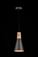 Lampada pendente Pendant in Metallo e Legno Bicones Grigio-1