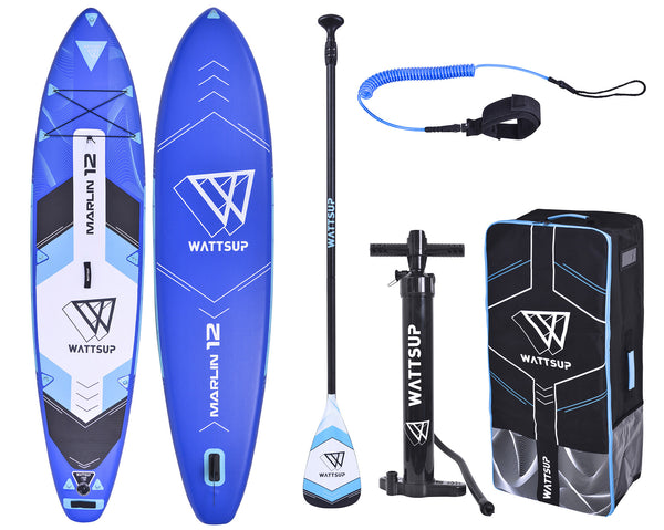 acquista SUP Planche Gonflable 365x84x15 cm avec Sac à Dos Paddle et Accessoires Wattsup Marlin Bleu