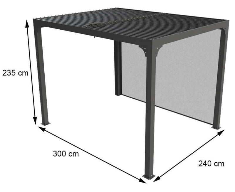 Pergola da Giardino 2,4x3x2,35 m in Alluminio con Tenda Laterale Grigio Antracite-3