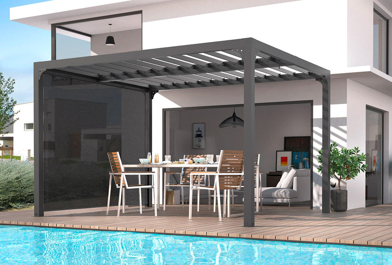 Pergola da Giardino 3,6x3 m in Alluminio con Tenda Laterale Grigio Antracite-2