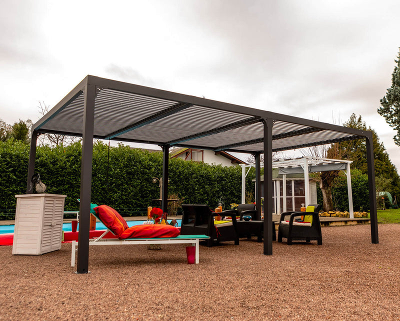 Pergola da Giardino 3,6x6 m in Alluminio Grigio Antracite -2