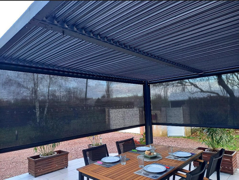 Pergola da Giardino 3,6x3 m in Alluminio con Tende Laterali Grigio Antracite-6