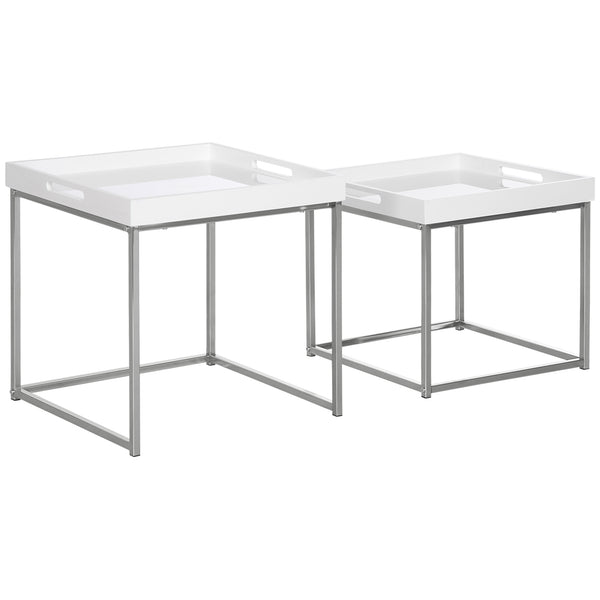 Ensemble de 2 tables basses empilables avec finition brillante et cadre en acier blanc acquista